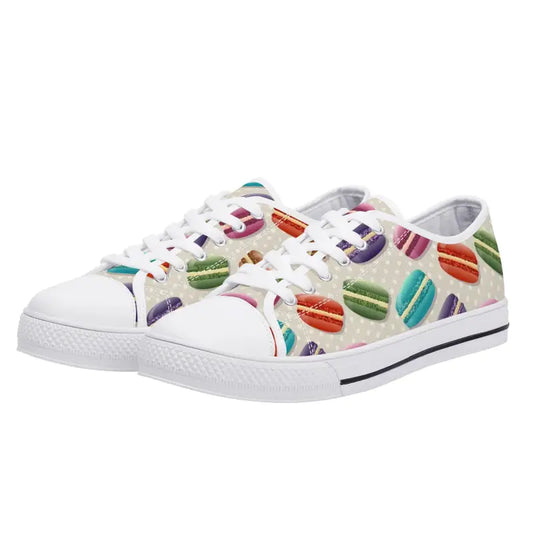 Stylish Women’s Low Top Macaroon Sneakers featuring a colorful macaroon print design