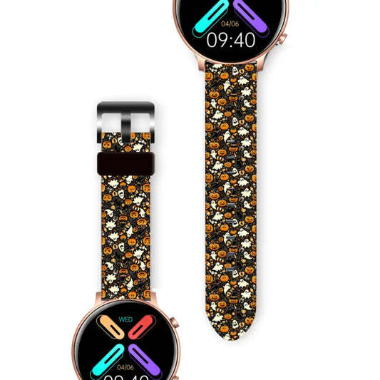 Colorful floral smartwatch with a circular display, perfect for Halloween 20mm 22mm styles